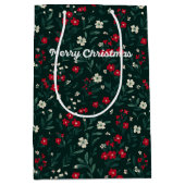 Green red and white Christmas flowers Mittlere Geschenktüte (Vorderseite)