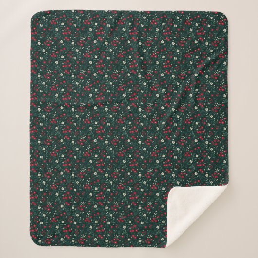Green red and white Christmas flowers Sherpadecke (Vorderseite)