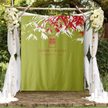 Green & Red Bamboo Blätter Chinesischer Hochzeitst