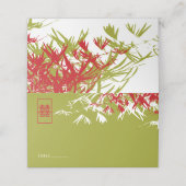 Green Red Bamboo Blätter Double Xi Chinesisch Hoch Platzkarte (Außenseite Aufgefaltet)