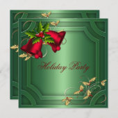 Green Red Bells Corporate Holiday Party Einladung (Vorne/Hinten)