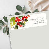 GREEN RED BERRIES WATERCOLOR CHRISTMAS ADRESSE