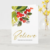 GREEN RED BERRIES WATERCOLOR CHRISTMAS GLAUBEN KARTE (Gelbe Blume)