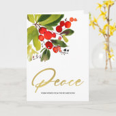 GREEN RED BERRIES WATERCOLOR CHRISTMAS PEACE KARTE (Gelbe Blume)