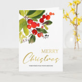 GREEN RED BERRIES WATERCOLOR MERRY CHRISTMAS KARTE (Gelbe Blume)
