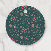 Green Red Berry Christmas Floral Pattern Monogram Geschenkanhänger (Rückseite)