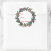 Green Red Berry Wreath Weihnachtsgeschenk Sticker (Tasche)
