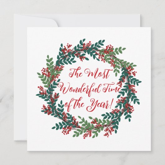 Green Red Berry Wunderbare Weihnachtsfeier Feiertagskarte (Vorderseite)