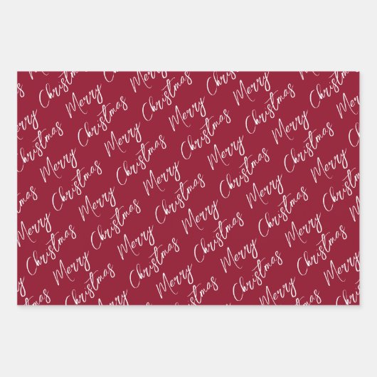 Green Red Blue Elegant Script Merry Christmas Geschenkpapier Set (Vorderseite 2)