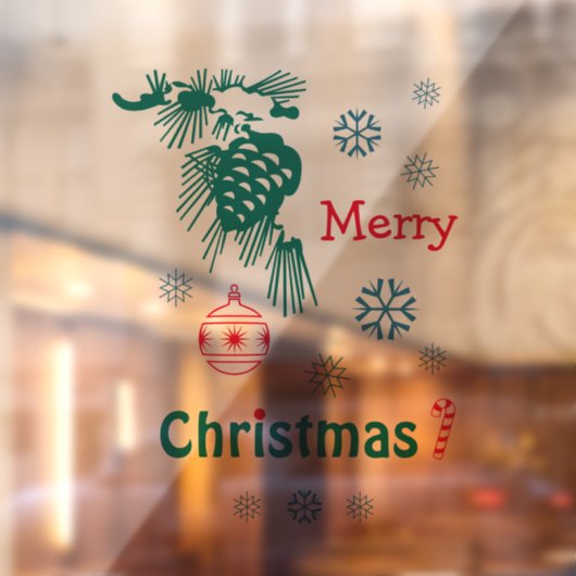 Green Red Blue Frohe Weihnachten Fensteraufkleber (Blatt 2)