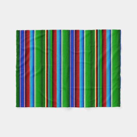 Green Red Blue Mexican Sarape Fleecedecke (Vorderseite (Horizontal))