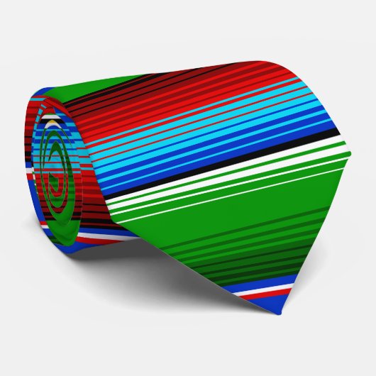 Green Red Blue Mexican Sarape Krawatte (Gerollt)