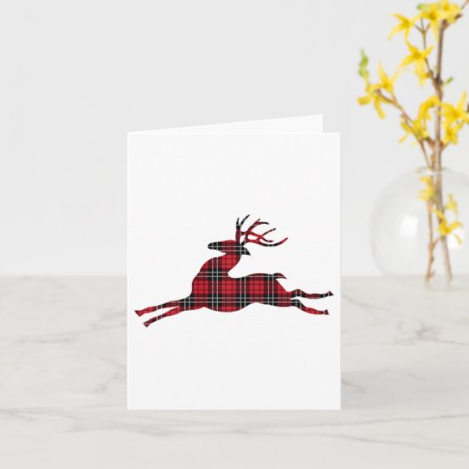 Green Red Buffalo Kariert Deer Reindeer Head Chris Karte (Gelbe Blume)