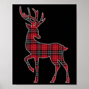 Green Red Buffalo Kariert Deer Reindeer Head Chris Poster