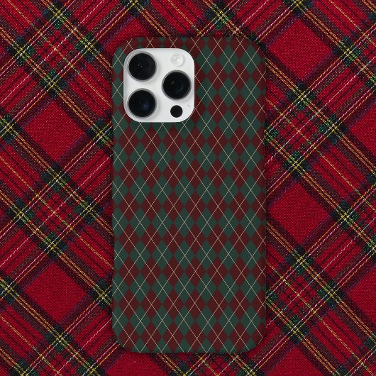 Green & Red Burgundy Argyle Christmas Holiday iPhone Hülle
