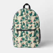 Green & Red Cactus Pattern Bedruckter Rucksack (Vorderseite)