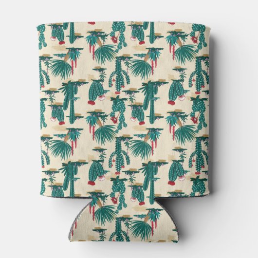 Green & Red Cactus Pattern Dosenkühler (Rückseite)