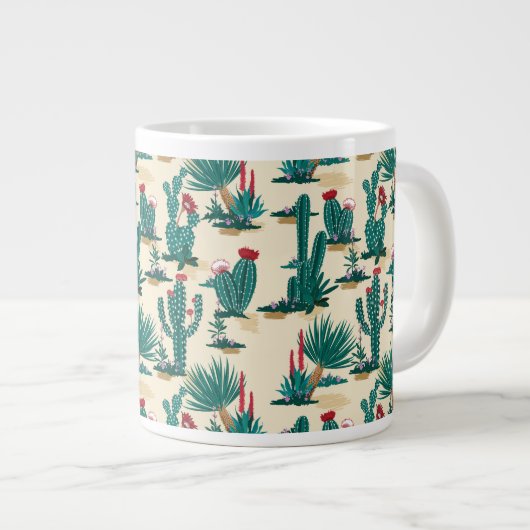 Green & Red Cactus Pattern Jumbo-Tasse (Vorderseite Rechts)