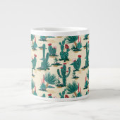 Green & Red Cactus Pattern Jumbo-Tasse (Vorderseite)