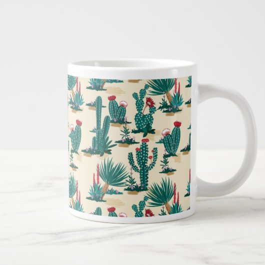 Green & Red Cactus Pattern Jumbo-Tasse (Rechts)