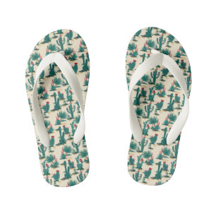 Green & Red Cactus Pattern Kinderbadesandalen