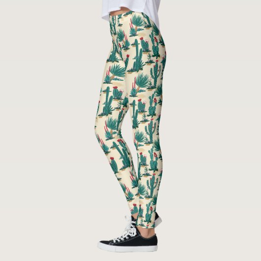 Green & Red Cactus Pattern Leggings (Links)
