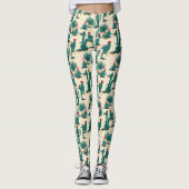 Green & Red Cactus Pattern Leggings (Vorderseite)