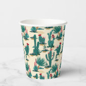 Green & Red Cactus Pattern Pappbecher (Rückseite)