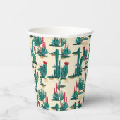 Green & Red Cactus Pattern Pappbecher (Rechts)