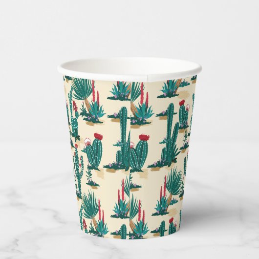 Green & Red Cactus Pattern Pappbecher (Rechts)