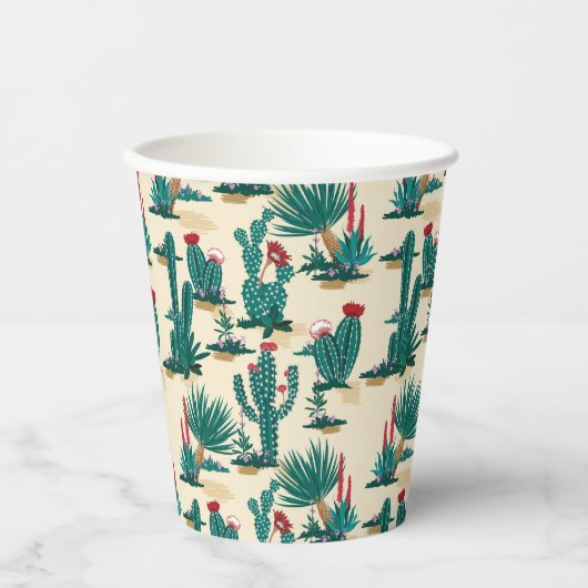 Green & Red Cactus Pattern Pappbecher (Vorderseite)