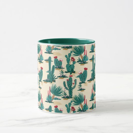 Green & Red Cactus Pattern Tasse (Zentrum)