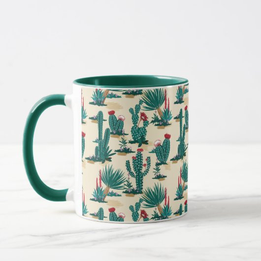Green & Red Cactus Pattern Tasse (Links)