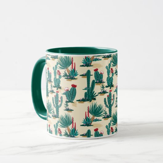 Green & Red Cactus Pattern Tasse (Vorderseite Links)