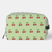 Green & Red Cherry Gingham Pattern Simple Fruit Waschbeutel (Rückseite)