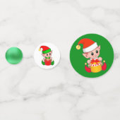 Green & Red Christmas Elf Konfetti (Vorderseiten)