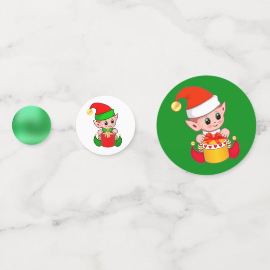 Green & Red Christmas Elf Konfetti (Vorderseiten)