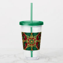 Green Red Christmas Holiday Acrylic Tumbler