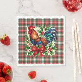 Green Red Christmas Rooster Serviette (Beispiel)