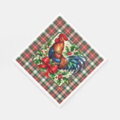 Green Red Christmas Rooster Serviette (Ecke)
