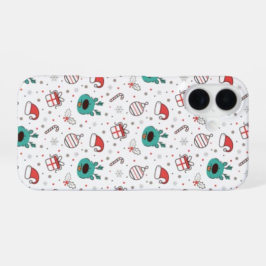 Green Red Christmas Seamless Pattern iPhone 16 Hülle (Rückseite (Horizontal))