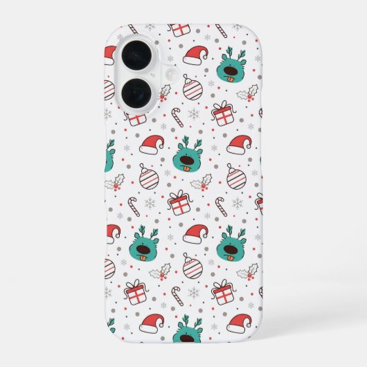Green Red Christmas Seamless Pattern iPhone 16 Hülle (Rückseite)