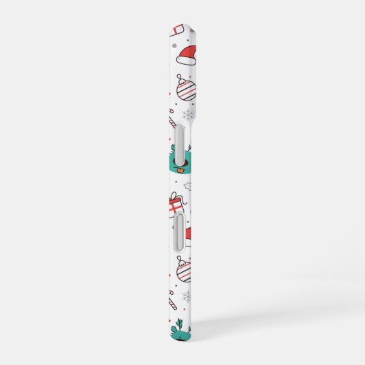 Green Red Christmas Seamless Pattern iPhone 16 Hülle (Rechte Seite)