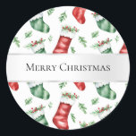 Green Red Christmas Strumpfs Runder Aufkleber<br><div class="desc">Green Red Christmas Strumpfs</div>