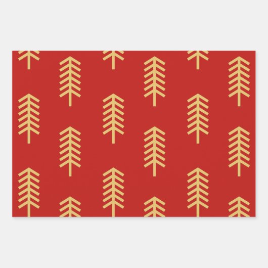 Green Red Christmas Tree Perfektes Weihnachtsgesch Geschenkpapier Set (Vorderseite)