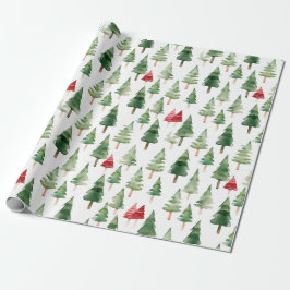 Green Red Christmas Trees Geschenkpapier