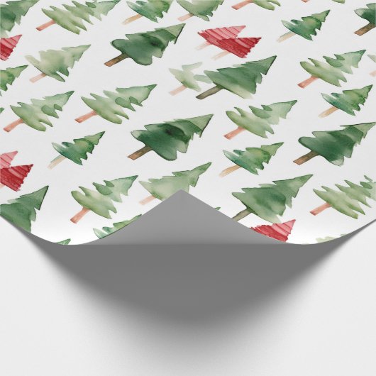 Green Red Christmas Trees Geschenkpapier (Ecke)