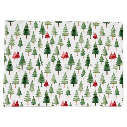 Green Red Christmas Trees Große Geschenktüte (Rückseite)