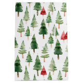 Green Red Christmas Trees Mittlere Geschenktüte (Rückseite)