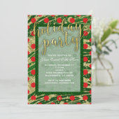 Green & Red Circles Gold Feiertage Einladungen (Stehend Vorderseite)